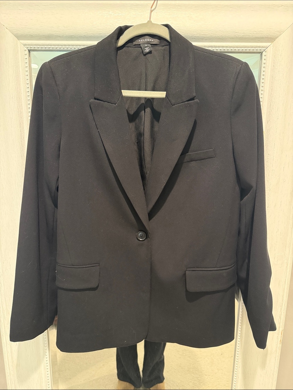 Halogen Black Single-Button Notch Lapel Blazer